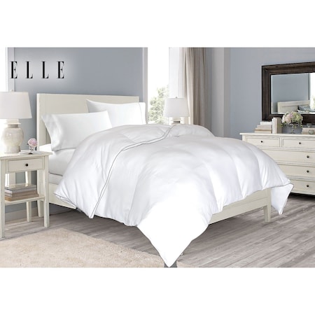 Elle 1200 TC Cotton-Rich Down Alternative Comforter, White, King EL120403